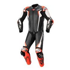 JEDNODÍLNÁ KOMBINÉZA RACING ABSOLUTE 2, TECH-AIR KOMPATIBILNÍ, ALPINESTARS (ČERNÁ/BÍLÁ/ČERVENÁ FLUO) 2024