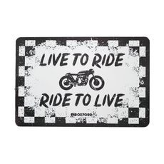 PLECHOVÁ CEDULE RIDE, OXFORD (BÍLÁ/ČERNÁ, ROZMĚR 30 X 20 CM)