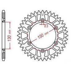 DURALOVÁ ROZETA PRO SEKUNDÁRNÍ ŘETĚZY TYPU 520, JT - ANGLIE (49 ZUBŮ)