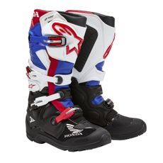 BOTY TECH 7 ENDURO DRYSTAR HONDA KOLEKCE, ALPINESTARS (ČERNÁ/BÍLÁ/MODRÁ/ČERVENÁ) 2024