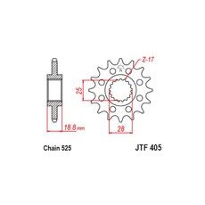 ŘETĚZOVÉ KOLEČKO PRO SEKUNDÁRNÍ ŘETĚZY TYPU 525, JT (19 ZUBŮ)