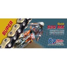 ŘETĚZ 520MX, ČZ - ČR (BARVA ZLATÁ, 120 ČLÁNKŮ VČ. ROZPOJOVACÍ SPOJKY CLIP)