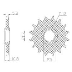 ŘETĚZOVÉ KOLEČKO PRO SEKUNDÁRNÍ ŘETĚZY TYPU 520, SUNSTAR (16 ZUBŮ)