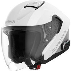 MESH PŘILBA S HEADSETEM OUTSTAR 2, SENA (LESKLÁ BÍLÁ)