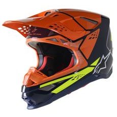 PŘILBA ALPINESTARS SUPERTECH S-M8 FACTORY 2023 (TMAVÁ MODRÁ/ORANŽOVÁ/ŽLUTÁ FLUO LESKLÁ)