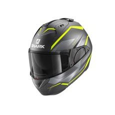 PŘILBA SHARK EVO- ES YARI PŘEKLOPNÁ (ČERNÁ/ŠEDÁ/ŽLUTÁ MATNÁ)