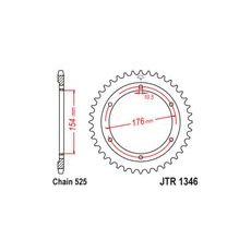 OCELOVÁ ROZETA PRO SEKUNDÁRNÍ ŘETĚZY TYPU 525, JT (43 ZUBŮ)