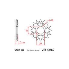 ŘETĚZOVÉ KOLEČKO PRO SEKUNDÁRNÍ ŘETĚZY TYPU 520, JT - ANGLIE (13 ZUBŮ)