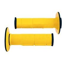 GRIPY RACING (DVOUVRSTVÉ, MĚKKÉ), RTECH (ŽLUTO-ČERNÉ, PÁR, DÉLKA 116 MM)