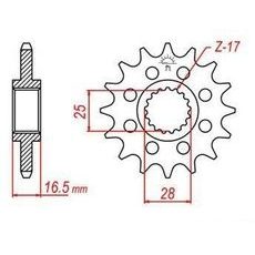 ŘETĚZOVÉ KOLEČKO PRO SEKUNDÁRNÍ ŘETĚZY TYPU 525, JT - ANGLIE (16 ZUBŮ)
