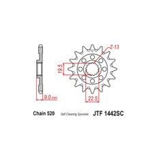 ŘETĚZOVÉ KOLEČKO PRO SEKUNDÁRNÍ ŘETĚZY TYPU 520, JT (14 ZUBŮ)