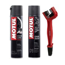 MOTUL CHAIN CLEAN C1 / LUBE ROAD C2+ + KARTÁČ, SADA 3KS AKCE