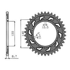 OCELOVÁ ROZETA PRO SEKUNDÁRNÍ ŘETĚZY TYPU 530, SUNSTAR (44 ZUBŮ)