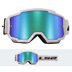 LS2 CHARGER GOGGLE WHITE WITH H-V GREEN IRID.VISOR