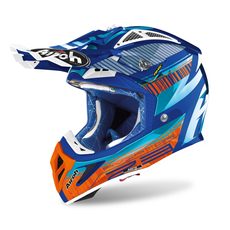 PŘILBA AVIATOR NOVAK 2.3 AMSS, AIROH - ITÁLIE (TYRKYSOVÁ/ORANŽOVÁ/MODRÁ)