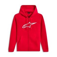 MIKINA AGELESS ZIP HOODIE 3, ALPINESTARS (ČERVENÁ/BÍLÁ)