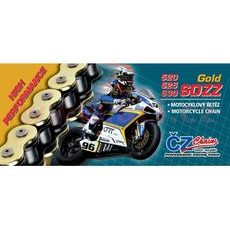 ŘETĚZ 525SDZZ, ČZ (BARVA ZLATÁ, 122 ČLÁNKŮ VČ. NÝTOVACÍ SPOJKY RIVET)