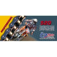 ŘETĚZ 520M, ČZ - ČR (BARVA ČERNÁ, 116 ČLÁNKŮ VČ. ROZPOJOVACÍ SPOJKY CLIP)