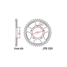 OCELOVÁ ROZETA PRO SEKUNDÁRNÍ ŘETĚZY TYPU 525, JT (42 ZUBŮ)