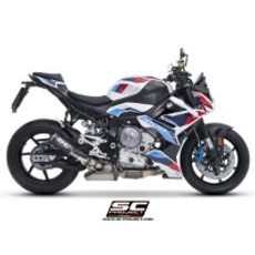 SC-PROJECT BMW M1000 R (2025) E5 VÝFUK Z UHLÍKOVÝCH VLÁKEN CR-T S MŘÍŽKOU PROTI KAMENŮM