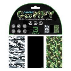 MULTIFUNKČNÍ ŠÁTKY - NÁKRČNÍKY COMFY, OXFORD (ČERNÁ, CAMO, SADA 3 KS)