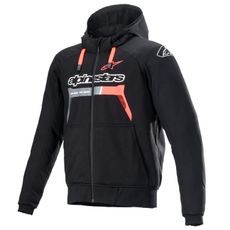 BUNDA CHROME IGNITION HOODIE, ALPINESTARS (ČERNÁ/ČERVENÁ FLUO/ŠEDÁ/BÍLÁ)