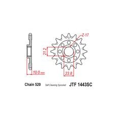 ŘETĚZOVÉ KOLEČKO PRO SEKUNDÁRNÍ ŘETĚZY TYPU 520, JT (14 ZUBŮ)
