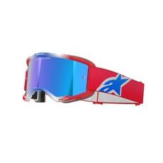 ALPINESTARS BRÝLE VISION 5 CORP, ALPINESTARS (ČERVENÁ/BÍLÁ/MODRÁ, ZRCADLOVÉ MODRÉ PLEXI)