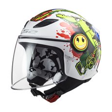 LS2 DĚTSKÁ OTEVŘENÁ MOTO PŘILBA OF602 FUNNY CROCO GLOSS WHITE