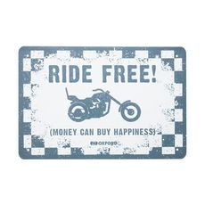 PLECHOVÁ CEDULE RIDE FREE, OXFORD (BÍLÁ/ČERNÁ, ROZMĚR 30 X 20 CM)