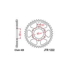 OCELOVÁ ROZETA PRO SEKUNDÁRNÍ ŘETĚZY TYPU 428, JT (47 ZUBŮ)