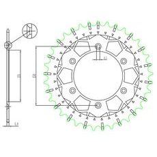 OCELOVÁ-NEREZOVÁ ROZETA PRO SEKUNDÁRNÍ ŘETĚZY TYPU 520, SUNSTAR (50 ZUBŮ)
