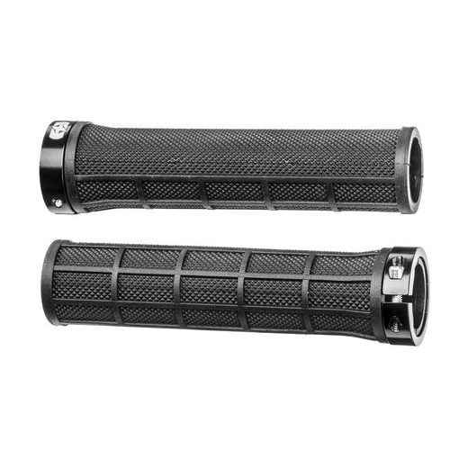 GRIPY LOCK-ON SE ŠROUBOVACÍMI OBJÍMKAMI A MENŠÍ TL. ÚCHOPU, OXFORD (ČERNÉ, DÉLKA 130 MM, 1 PÁR)