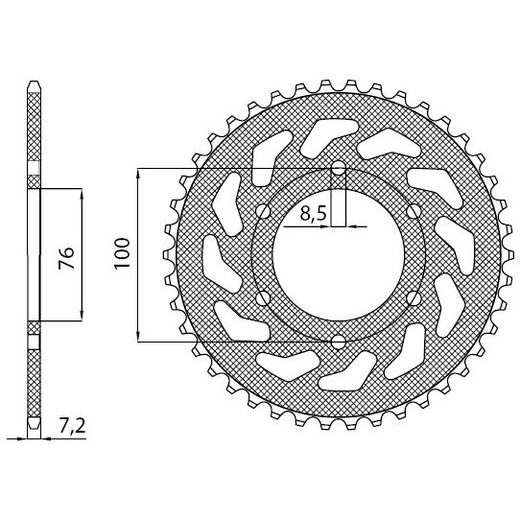 OCELOVÁ ROZETA PRO SEKUNDÁRNÍ ŘETĚZY TYPU 428, SUNSTAR (48 ZUBŮ)