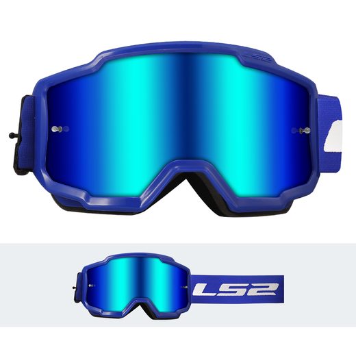 LS2 CHARGER GOGGLE BLUE WITH IRIDIUM VISOR