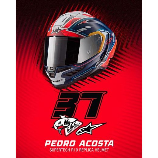 PŘILBA SUPERTECH R10 LIMITOVANÁ EDICE PEDRO ACOSTA, ALPINESTARS (MODRÁ/ČERVENÁ/BÍLÁ MATNÁ) 2025
