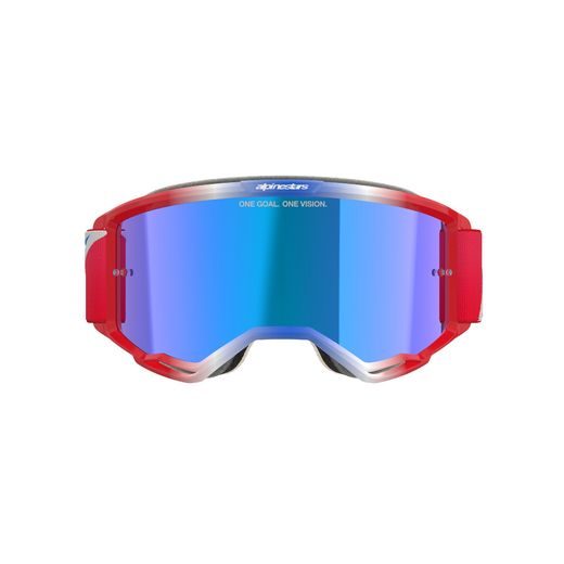 ALPINESTARS BRÝLE VISION 5 CORP, ALPINESTARS (ČERVENÁ/BÍLÁ/MODRÁ, ZRCADLOVÉ MODRÉ PLEXI)