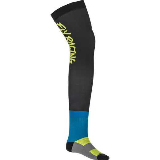 PONOŽKY DLOUHÉ KNEE BRACE, FLY RACING - USA (HI-VIS/ČERNÁ/MODRÁ)