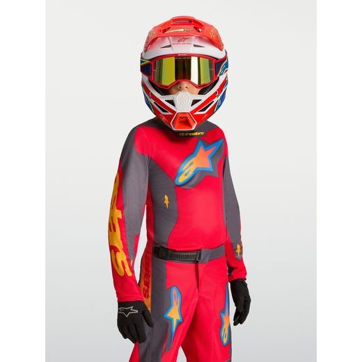 DRES RACER HUNT YOUTH, ALPINESTARS, DĚTSKÉ (ČERVENÁ/TMAVĚ ŠEDÁ/GRADIENT) 2027