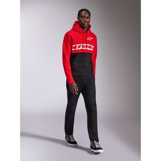 MIKINA PARALLEL HOODIE, ALPINESTARS (ČERVENÁ/ČERNÁ)
