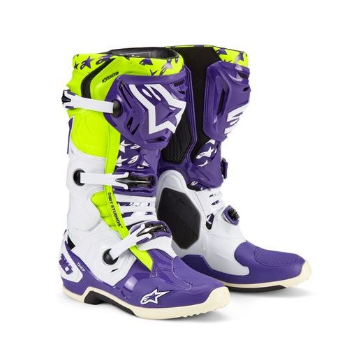 BOTY TECH 10 LIMITOVANÁ EDICE DIRT STUDIOS, ALPINESTARS (BÍLÁ/FIALOVÁ/ŽLUTÁ FLUO) 2025