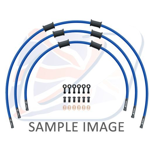 STANDARD HADICE PŘEDNÍ BRZDY SADA VENHILL POWERHOSEPLUS SUZ-5005FB-SB (3 HADICE V SADĚ) MODRÉ HADICE, ČERNÉ KONCOVKY