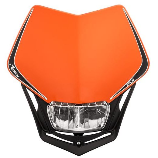 UNI PŘEDNÍ MASKA VČETNĚ SVĚTLA V-FACE FULL LED, RTECH (ORANŽOVÁ/ČERNÁ)