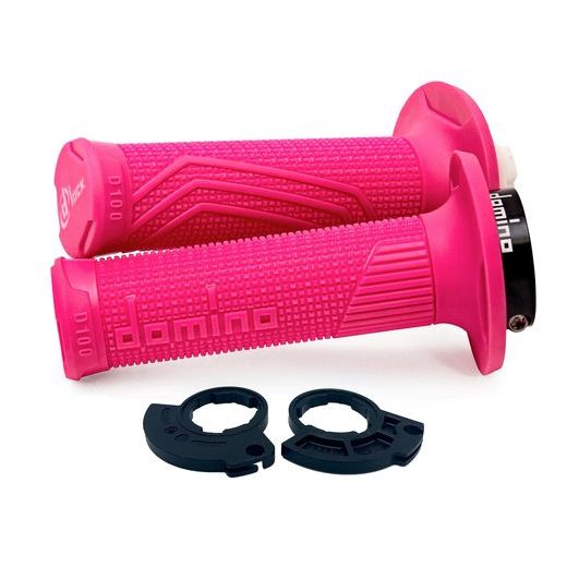 GRIPY LOCK-ON D100 (OFFROAD) DÉLKA 125/130 MM (2 VAČKY), DOMINO (RŮŽOV