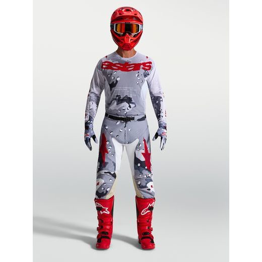 DRES RACER AIR LONE, ALPINESTARS (ŠEDÁ CAMO/BÍLÁ/ČERVENÁ) 2027