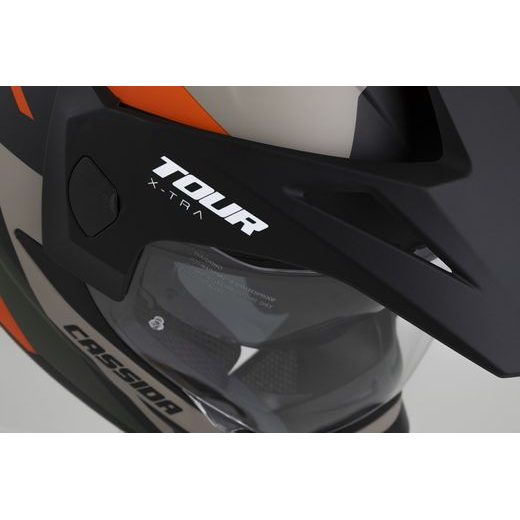 CASSIDA ENDURO MOTO PŘILBA TOUR 2.0 X-TRA PÍSKOVÁ MATNÁ ORANŽOVÁ ZELENÁ ČERNÁ PLEXI S PŘÍPRAVOU PRO PINLOCK