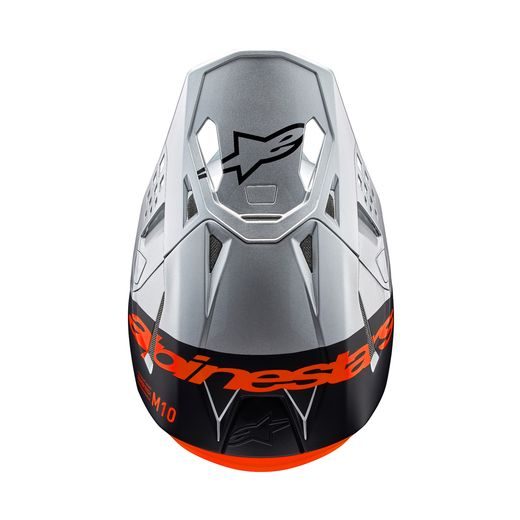 PŘILBA ALPINESTARS SUPERTECH S-M10 FLOOD (STŘÍBRNÁ/ČERNÁ/ORANŽOVÁ FLUO) 2024