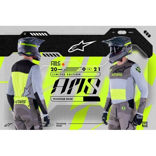 ALPINESTARS KALHOTY TECHSTAR 2021 LIMITOVANÁ EDICE AMS (ŠEDÁ/ČERNÁ/ŽLUTÁ FLUO)