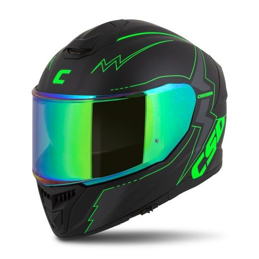 PŘILBA CASSIDA GT 2.1 FLASH (ČERNÁ MATNÁ/ZELENÁ FLUO/TMAVĚ ŠEDÁ) PLEXI S PŘÍPRAVOU PRO PINLOCK