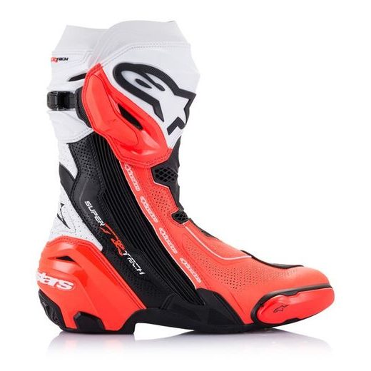 BOTY SUPERTECH R VENTED, ALPINESTARS (ČERNÁ/BÍLÁ/ČERVENÁ FLUO, PERFOROVANÁ OBŠÍVKA)